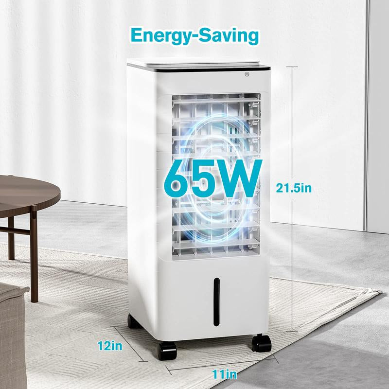 Portable Air Conditioners Fan, 3-IN-1 Evaporative Air Cooler Fans with Remote, 3 Modes 3 Speeds &12H Timer, 1.16Gal Portable AC, 2 Ice Packs & 4 Wheels, 45° Oscillation, Quiet Swamp Cooler for Room Home Office