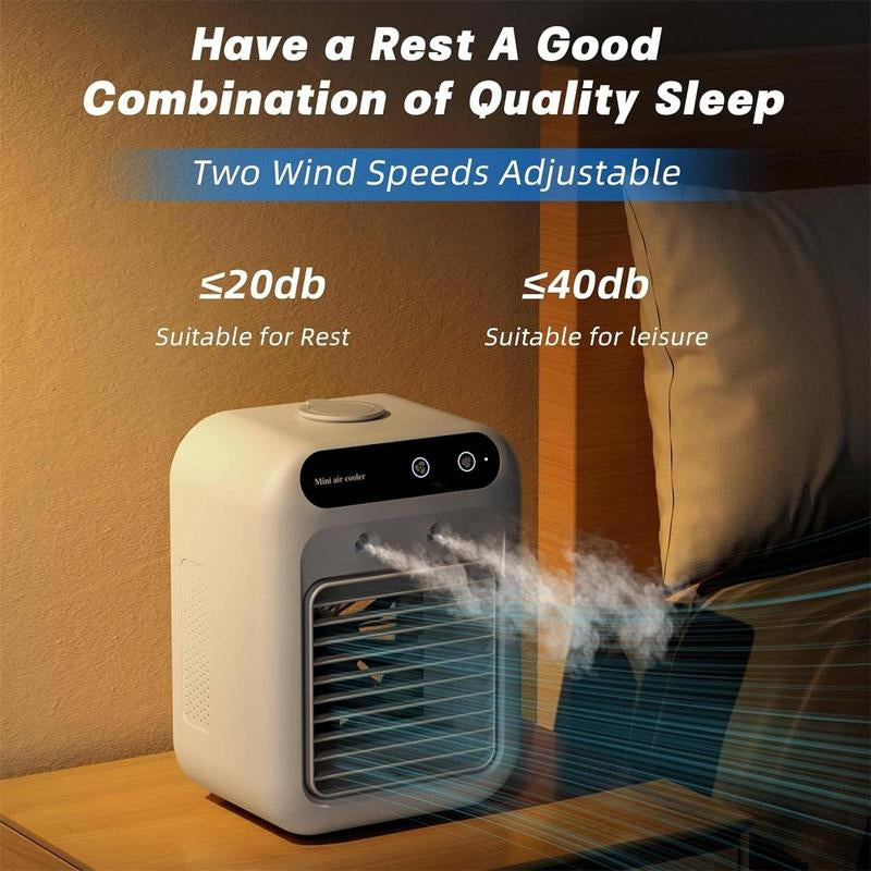 Portable Air Conditioner Fan, Multifunction USB Rechargeable 3-In-1 Air Cooler with Dual Fog Setting & Powerful Wind Speed, Mini Air Conditioner for Room Living Room, Multifunction