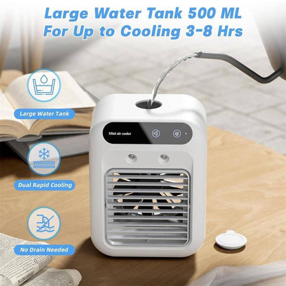 Portable Air Conditioner Fan, Multifunction USB Rechargeable 3-In-1 Air Cooler with Dual Fog Setting & Powerful Wind Speed, Mini Air Conditioner for Room Living Room, Multifunction